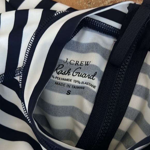 J Crew Beachwear Long Sleeve Top, back zipper, white and blue stripe, small - Picture 3 of 8